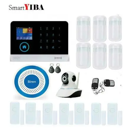 SmartYIBA Wireless SIM GSM Home RFID Burglar Security LCD Touch Keyboard WIFI GSM Alarm System Sensor kit