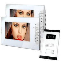 ENVÍO LIBRE 7 “Apartamento de Intercomunicación De Vídeo en Color Teléfono de La Puerta Sistema de 2 Monitores + 1 Cámara Del Timbre Para 2 Casa de Familia Al Por Mayor