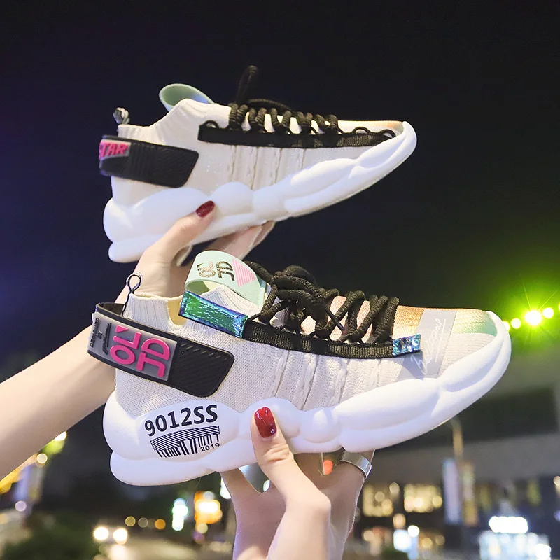 

Chunky Sneakers Women flat platform shoes 2019 spring Summer Fashion street sneakers Lace-Up Ladies Sneakers Women casual shoes