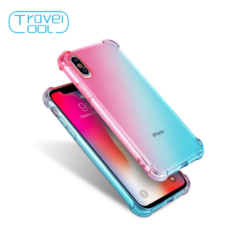 Travelcool градиентный противоударный чехол для iphone X XS MAX 6 6S мягкие чехлы телефонов