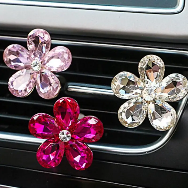VODOOL Car Interior Accessories Automobile Air Conditioner Outlet
Crystal Flower Decor Car Ornaments Vent Perfume Decoration