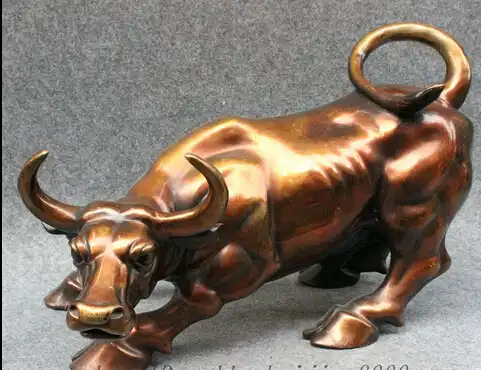 Shitou 001778 18 "народные Китай Год Зодиак Чистая Бронзовый Украшения Фэншуй Сильный Бык Бык Статуя скидка 30% (C0324)