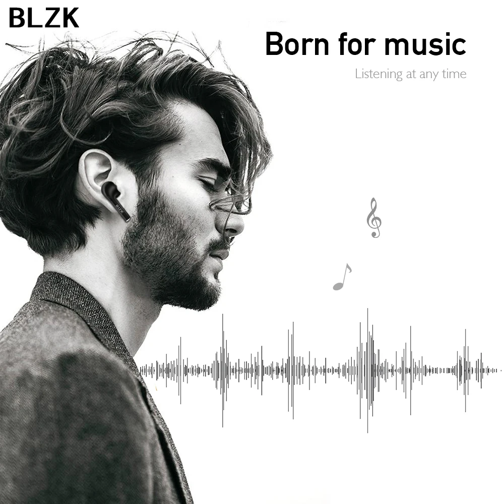 BLZK Bluetooth наушники TWS беспроводные стерео гарнитура с микрофоном и зарядным