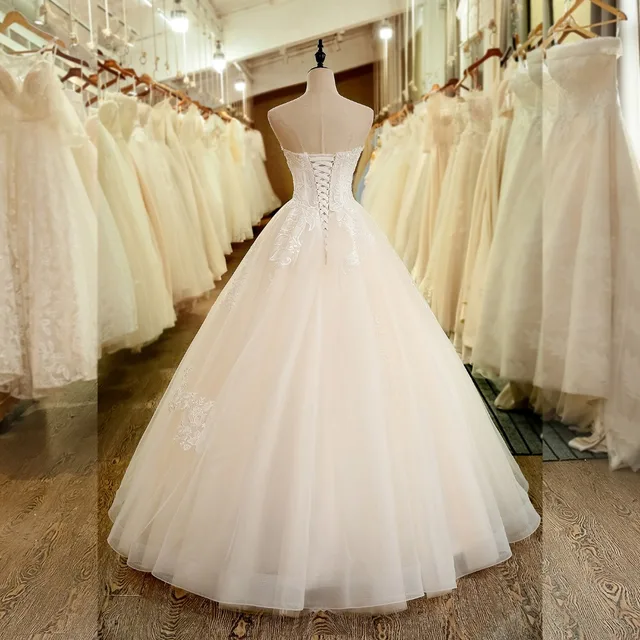 SL-6045 Strapless Vestido De Noiva Wedding Dress 2019 Plus Size Backless Applique Crystal Bridal Wedding Gown 2