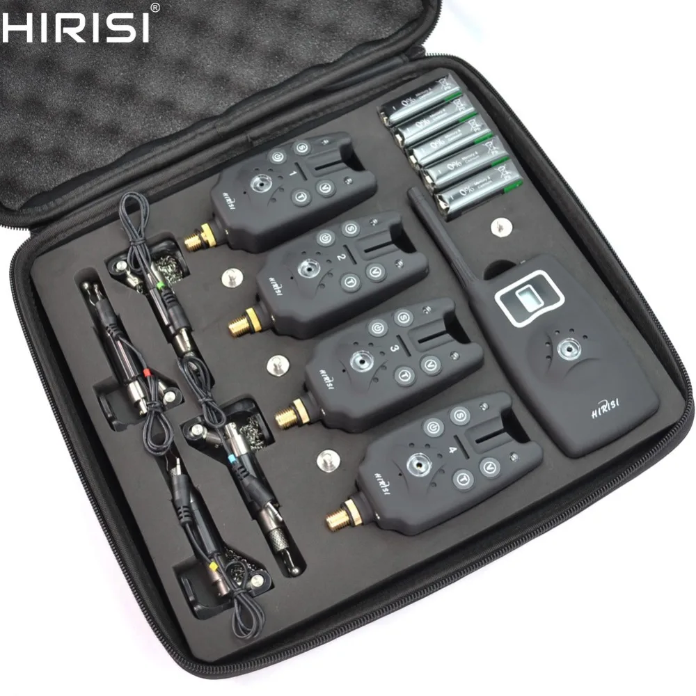 Wireless fishing bite alarm 1 4 set with 4pcs illuminated swinger in EVA case for carp