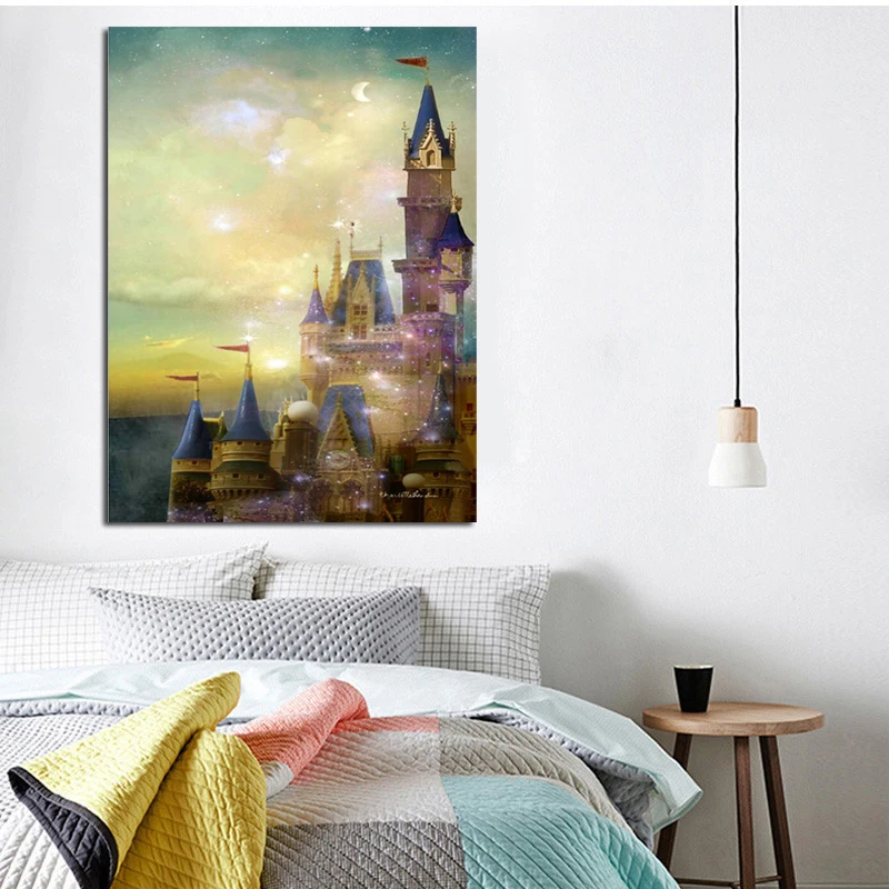 Cartoon Angels Flower Fairies Abstract Oil Painting Print on Canvas Poster Wall Picture for Girl's Room nursery Christmas Decor