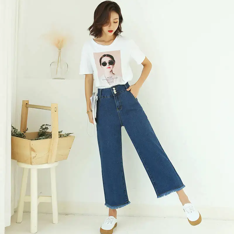 2019 New Spring Women Blue Jeans For Women High Waisted Denim Boyfriend Flare Jeans Womens Female Wide Leg Pants Plus Size 2019 New Spring Women Blue Jeans For Women High Waisted Denim Boyfriend Flare Jeans Womens Female Wide Leg Pants Plus Size