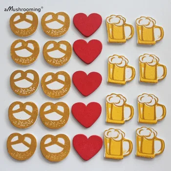

x48 Wooden Craft Shapes Pieces beer mug pretzel Heart for Wedding Party Coastal party Bridal Shower Holiday