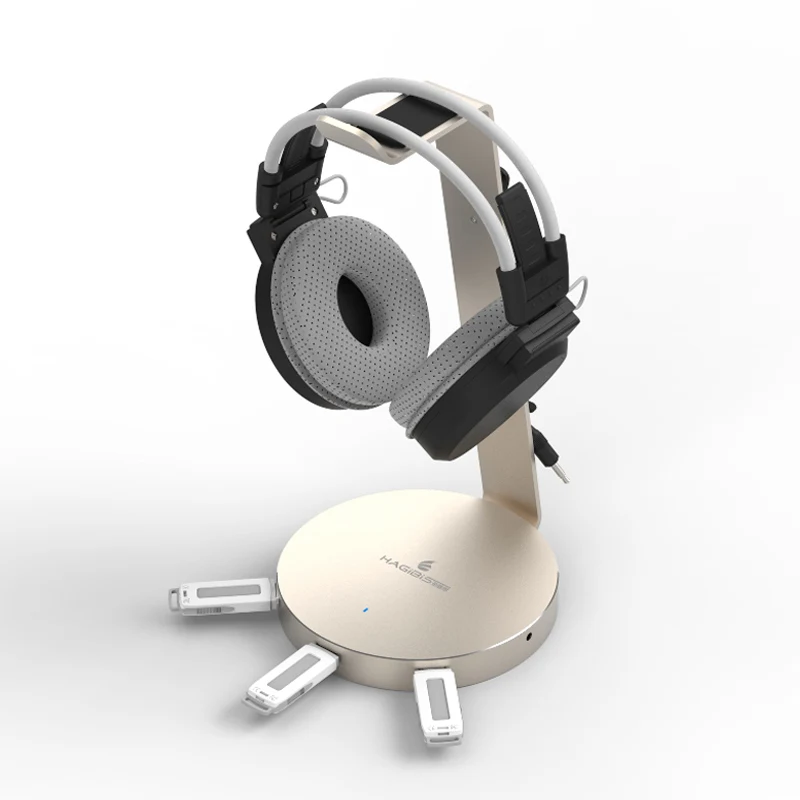 Hagibis USB 3 0 Earphone Hanger Headset Headphone Stand Holder With 4 Ports of 3 0 Usb Hub Display for Headphones Cable Storage