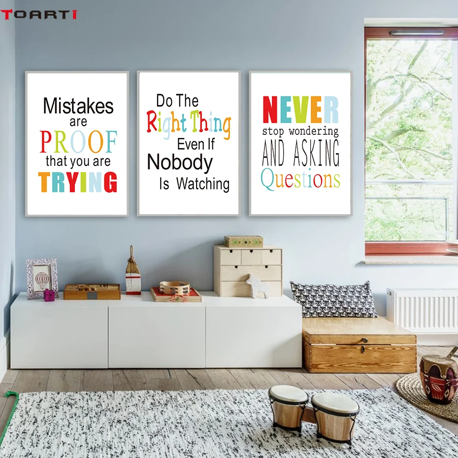 Colorful Inspirational Kids Quote Prints Posters Do The Right Thing Letters Canvas Painting Creative Wall Art Picture Home Decor (4)