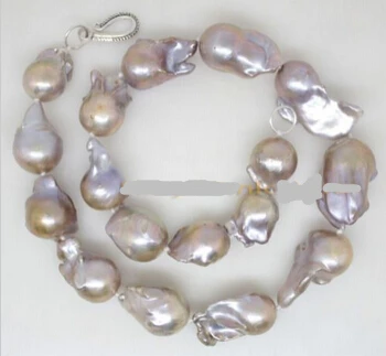 

HOT 0015101 beauty natural lilac baroque keshi pearl handmade silver clasp necklace 18" jewe