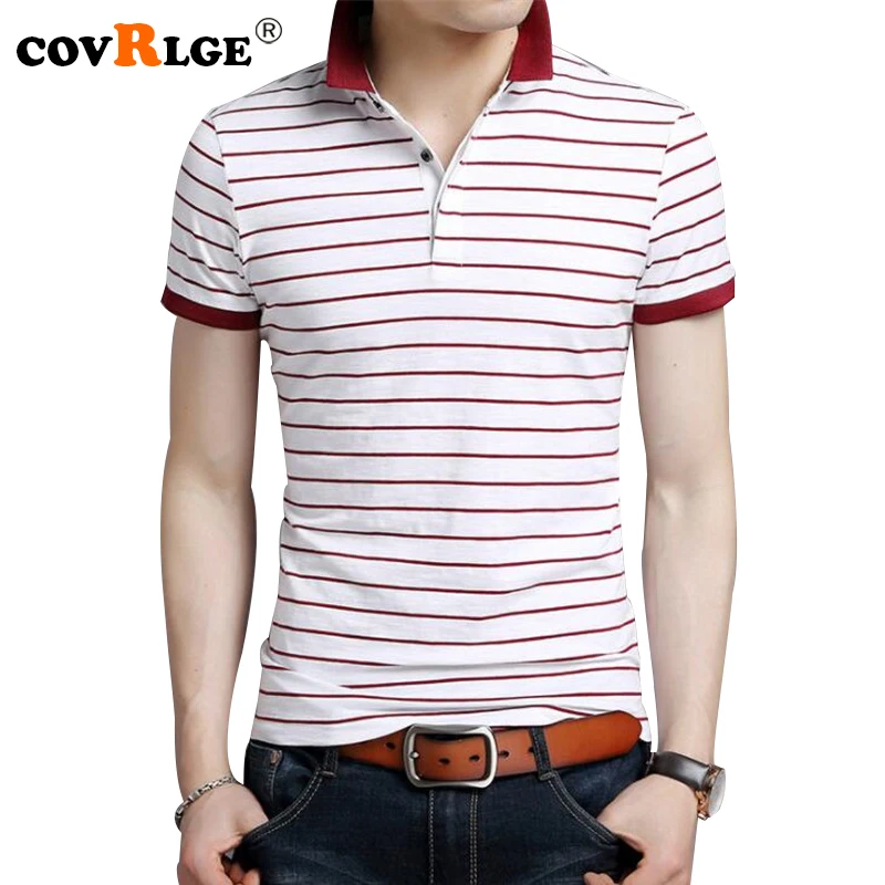 Covrlge 2018 Summer Men Polo Shirt Fashion Business Casual Male Polos Striped Tee Shirt for Man