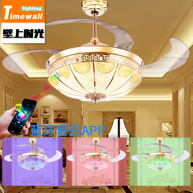 Bluetooth Music European Hidden Ceiling Fan Lamp Dining Room Bluetooth Music European Hidden Ceiling Fan Lamp Dining Room Living Home Remote Control Live