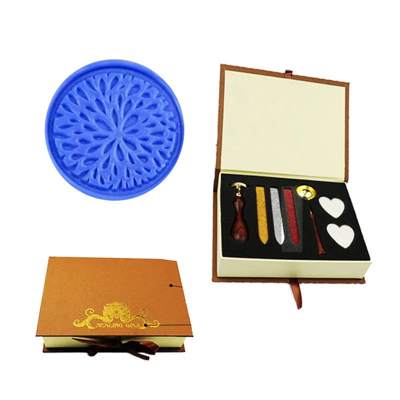 1 gift box Цветочный воск печать штамп набор Винтажный Классический, в ретро стиле начальный воск комплект печатей для карт конверты, приглашения, винные пакеты - Цвет: 1 gift box