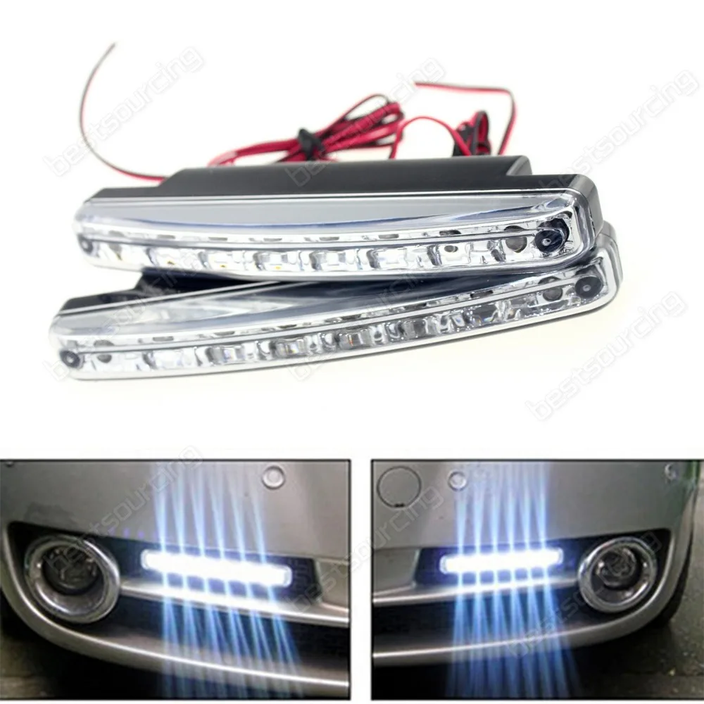 2шт/комплект Белый 8led Универсальный Тип DRL светодиодные дневные ходовые свет CA001) 2шт/комплект Белый 8led Универсальный Тип DRL светодиодные дневные ходовые свет CA001)