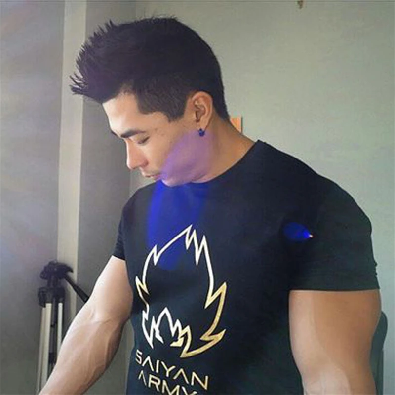

Sports Wear For Men Gym Camiseta Goku T shirt Dragon Ball Z Gold Print Short Sleeve T-shirt O-neck Black Vegeta Camiseta Fitness