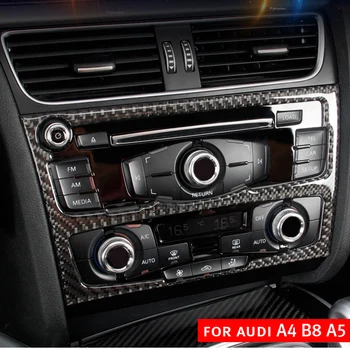 

New Arriving Carbon fiber Interior Control CD Panel Cover Trim For Audi A4 B8 A5 Air conditioning Outlet Frame Decoration Trim