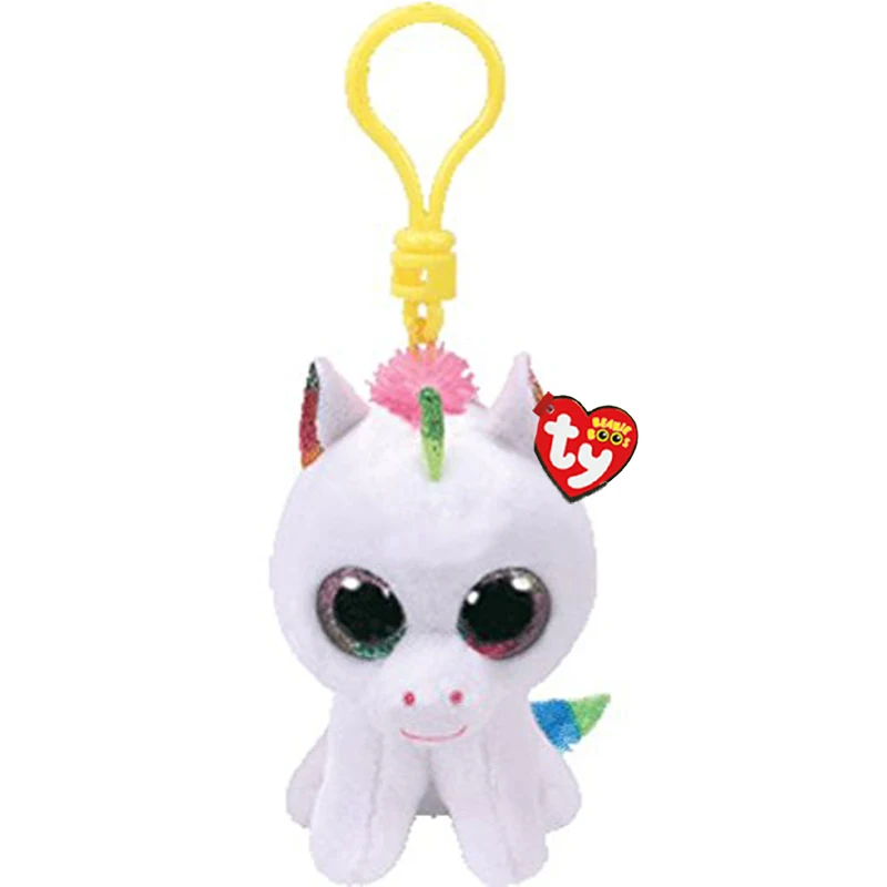 Ty Beanie Boos Big Eyes Plush Color white unicorn Keychain Toy Doll TY Baby Kids Gift