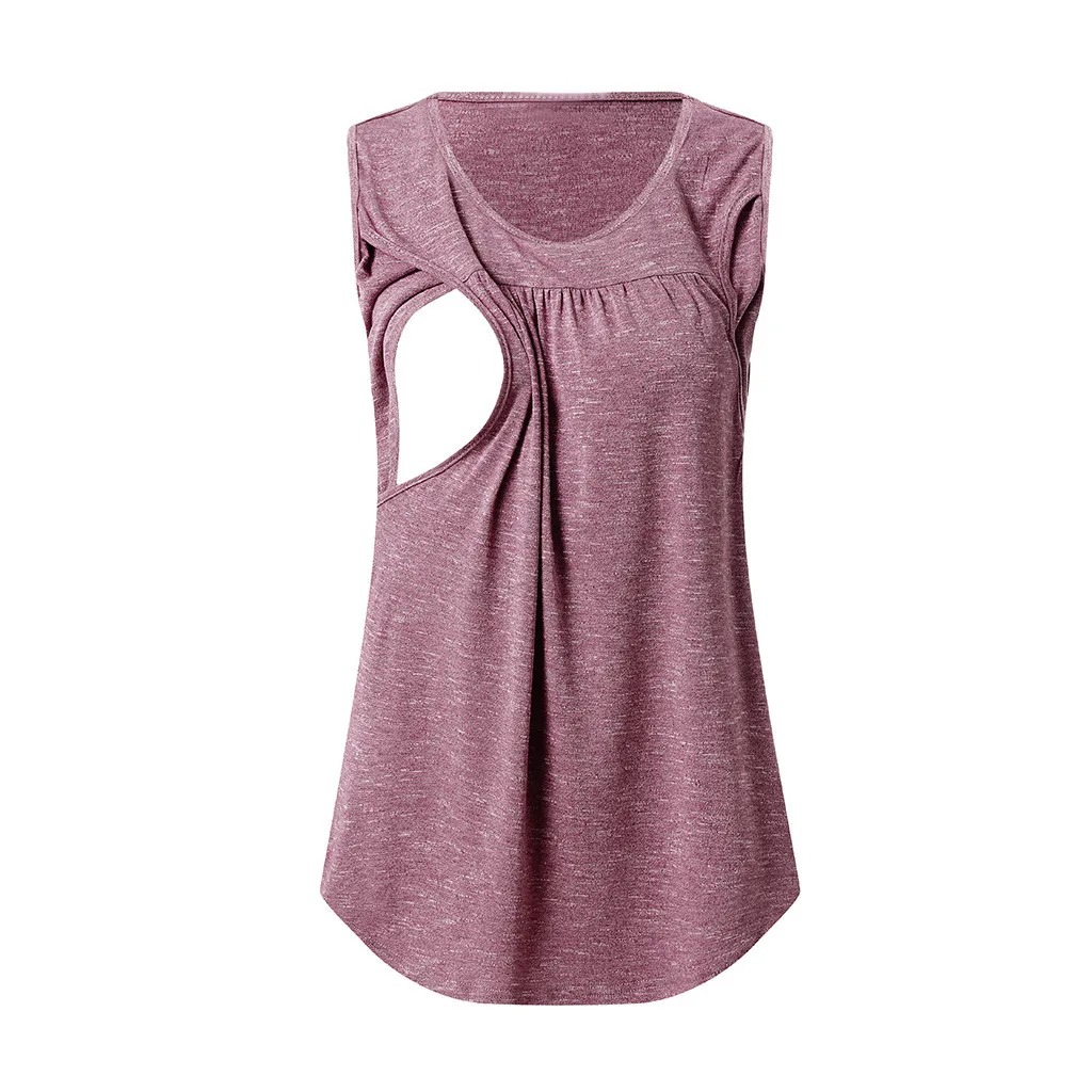 

Pregnancy Clothes Women's Pleated Front Double Layered Nursing Tank Shirt for Breastfeeding Maternity Tops Camiseta Lactancia