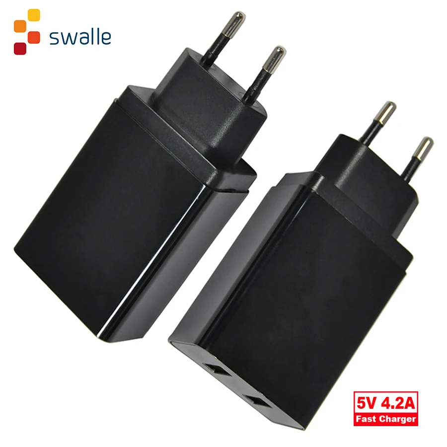 

Swalle EU Plug Dual USB Charger 5V 4.2A Fast Charging Wall Charger Adapter Mobile Phone for iphone ipad Huawei Samsung Xiaomi