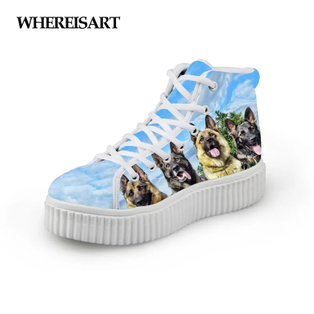 

WHEREISART Women Creepers Shoes Cute Pet Dogs Animals Printing Sneakers Height Increasing Casual Flats Platform Tenis Feminino