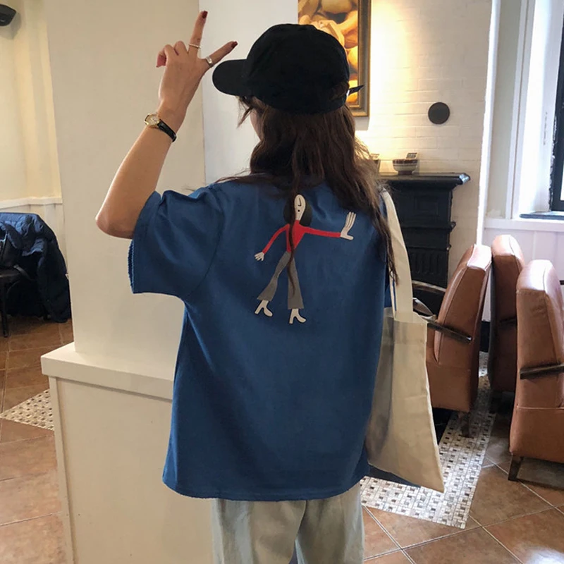 

YouGeMan Tee Shirt Femme Summer Women Casual Short Sleeve T-shirt Ulzzang Harajuku Cartoon Funny Printed T-shirts Female Tops