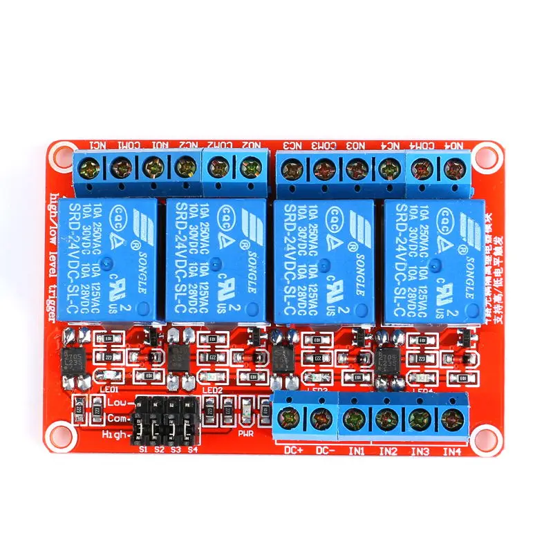 24 В 1 2 4 8 канальный релейный модуль Плата щит с оптроном дорожный высокий и низкий уровень реле триггера для Arduino - Габаритные размеры: 4 channel