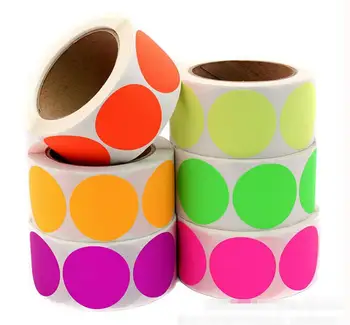 

100 rolls Chroma Label 1 inch Color-Code Dot Labels stickers 500/Roll Black,white,green,blue,orange,red, stationery stickers