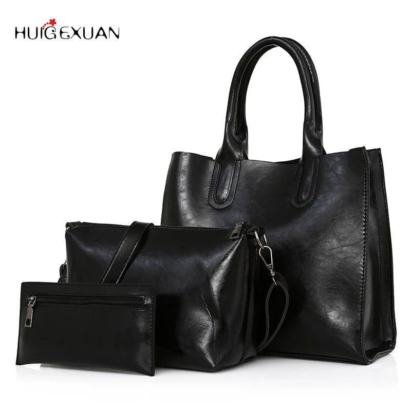 

Wax oil Skin 3PCS Pu Leather Women Bag High Quality Casual Female Handbags Large Capacity Composite Bag Big Women Shoulder Bags