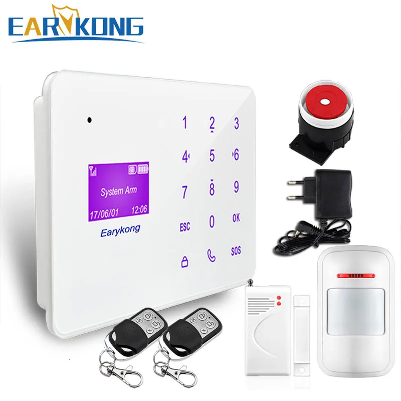 

NEW Earykong 433MHz Wireless Home Burglar GSM SMS Alarm System, English Russian Spanish French Language Touch Keyboard