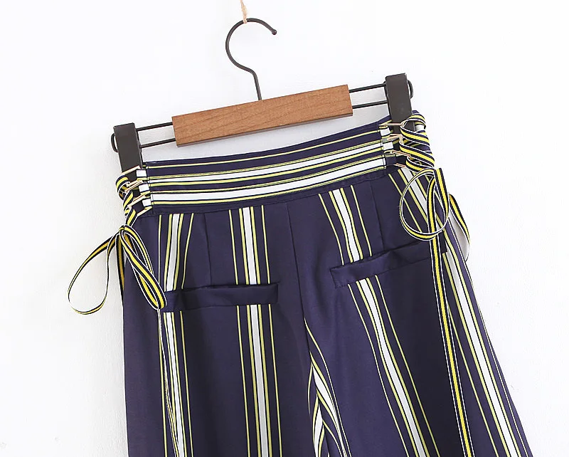 Waist Strap Adjustable Stripe High Waist Wide Leg Pants Fashion Casual Trousers Plus Size Pants Waist Strap Adjustable Stripe High Waist Wide Leg Pants Fashion Casual Trousers Plus Size Pants