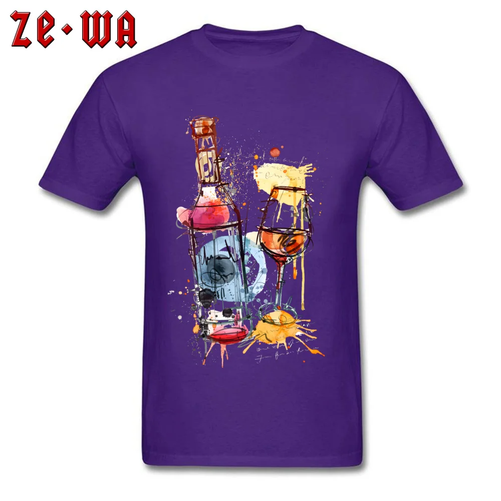Men 2018 New Geek Tops Shirt Crew Neck Summer All Cotton T-Shirt Street Short Sleeve red wine bottle201897Y Tee Shirt red wine bottle201897Y purple