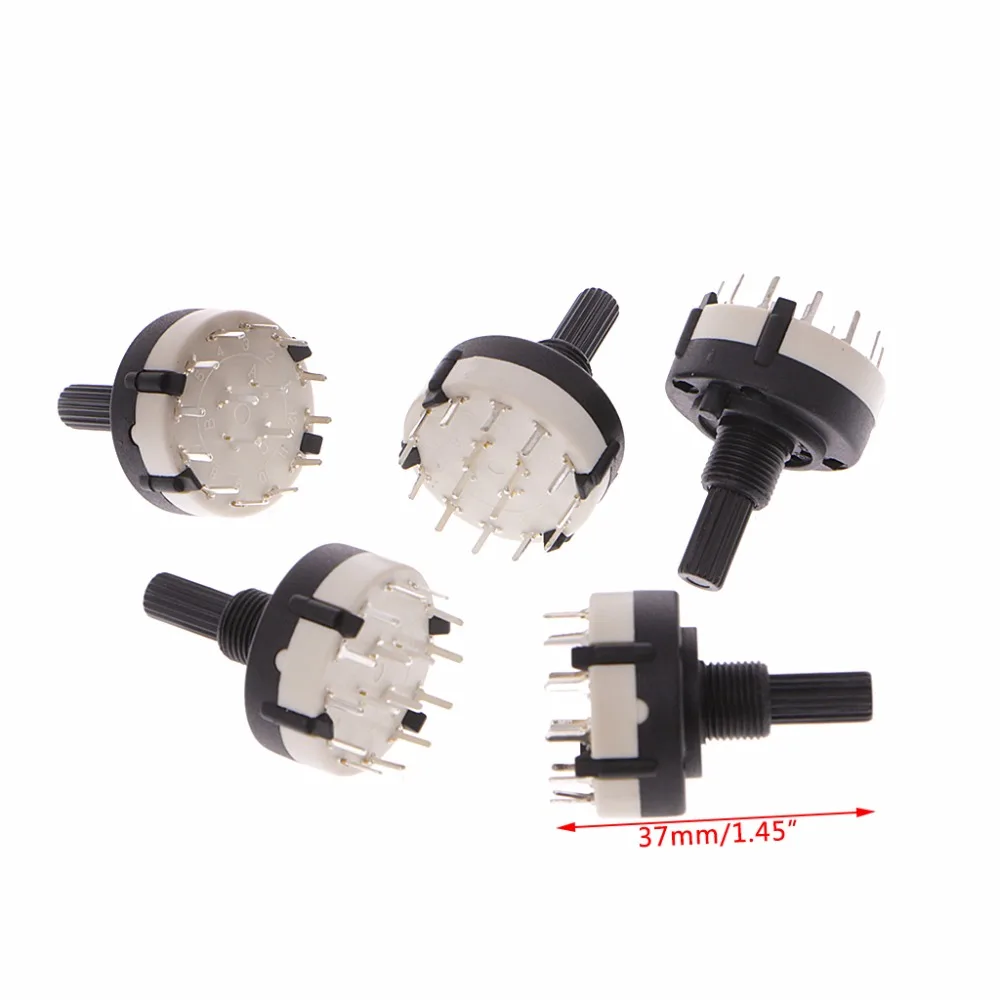 

5 Pcs 4P3T 4 Pole 3 Position 6mm Shaft Diameter Band Selector Rotary Switch