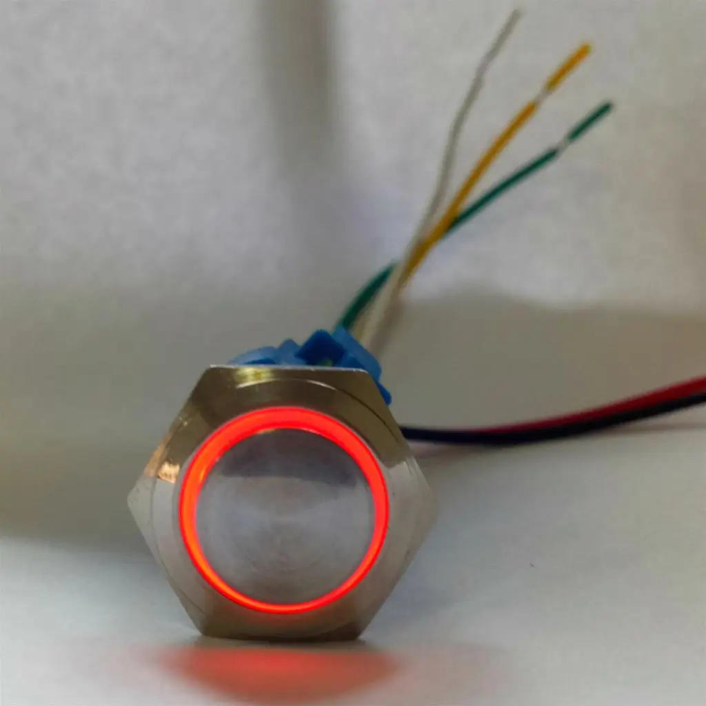 3-6V LED illuminated 250V 5A Momentary Waterproof Push Button Switch with Wire Adaptor 