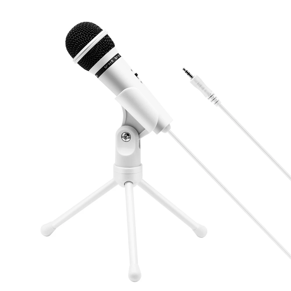 GEVO SF-910 микрофон для телефона 3,5 мм кабель проводной с штативом Стенд ПК микрофон для компьютера ноутбука караоке студия Настольный запись