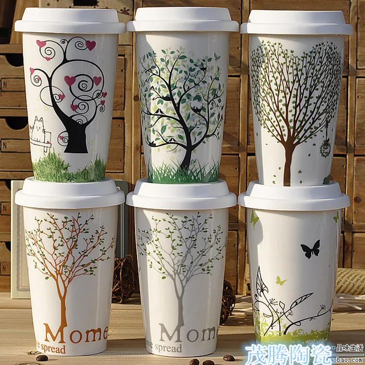 

Double-layer Insulation Ceramics Mugs Hand Cup With Straw Lid Mug Tea Milk Cups Home Office School Creative Nordic Cup Gift