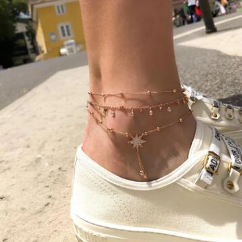 Tocona Charm Boho Gold Metal Chain Water Drops Crystal Pendant Layered Anklets For Women Statement Star Foot Jewelry 7118 Tocona Charm Boho Gold Metal Chain Water Drops Crystal Pendant Layered Anklets For Women Statement Star Foot Jewelry 7118