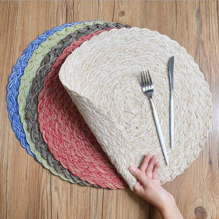

2Pc/4pc Set Nordic Table Heat Resistant Pad Round Woven Placemats Household multifunctional table mat western food plate mat