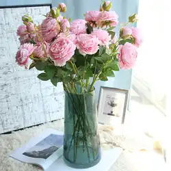 2018 красивая Роза Пион искусственного шелка Цветы небольшой букет flowes дома вечерние Весенние Свадебные украшения Брак поддельные цветок