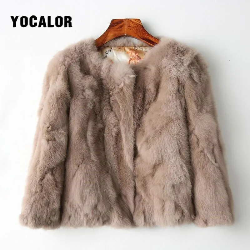 

2019 Real Rabbit Hair Faux Leather Mink Fur Autumn Jacket Coats For Female Loose Winter Coat Women Fourrure Femme Fashion Furs