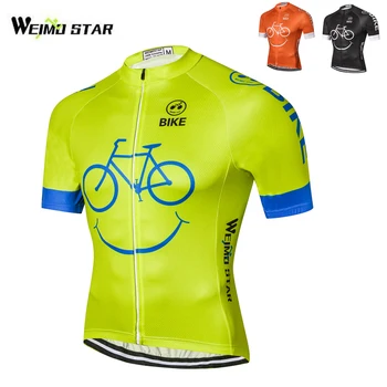 

Weimostar Team Ropa Ciclismo Summer Mens Outdoor Sports Cycling Jerseys Bicycle Short Sleeve Top Green Orange Black S-4XL