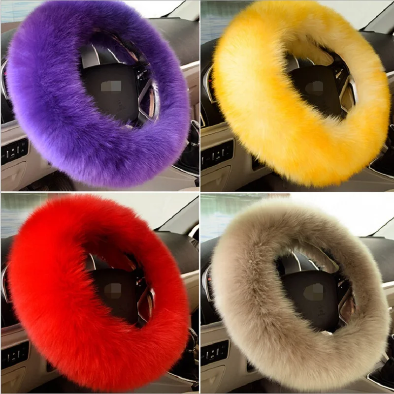 

2016 Long Wool plush car steering wheel cover high quality fur car styling decorations Christmas birthday gifts for women lady