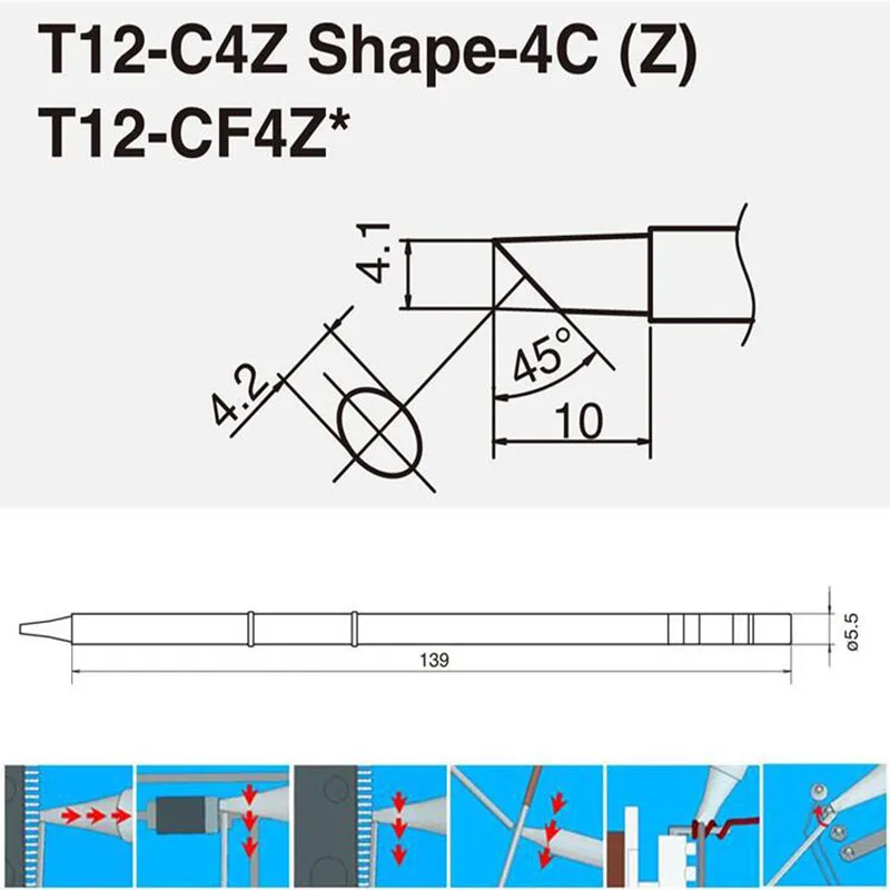 T12-C4Z электронные инструменты ПАЯЛЬНЫЕ НАКОНЕЧНИКИ 220 в 70 Вт для T12 FX951 паяльник ручка паяльная станция сварочные инструменты