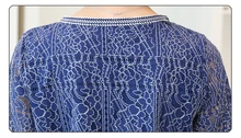 2019 Autumn new casual loose hollow embossed women blouse round neck plus size fashion lace women shirt top blusas 168A 30