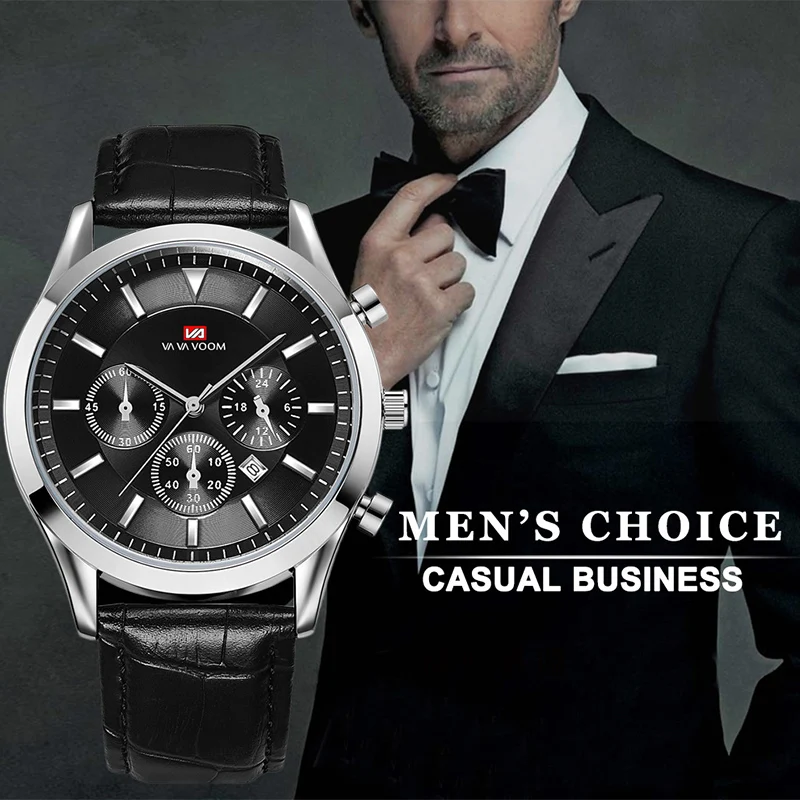 

Relojes Mens Watches Top Brand Luxury VAVA Chronograph Men Watch Leather Luxury Waterproof Sport Watch Men Male Clock Wristwatch