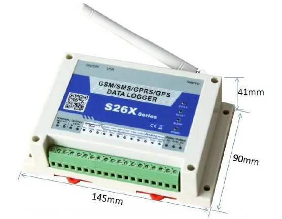 S262 Free Shipping GSM GPRS Analog logger with 4 analog inputs monitor (Weather Station temperature humidity time Wind Speed)
