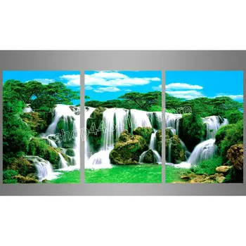

New fashion diamond painting waterfall landscape, triptych, full square 5d diy diamond embroidery inlaid cross stitch art