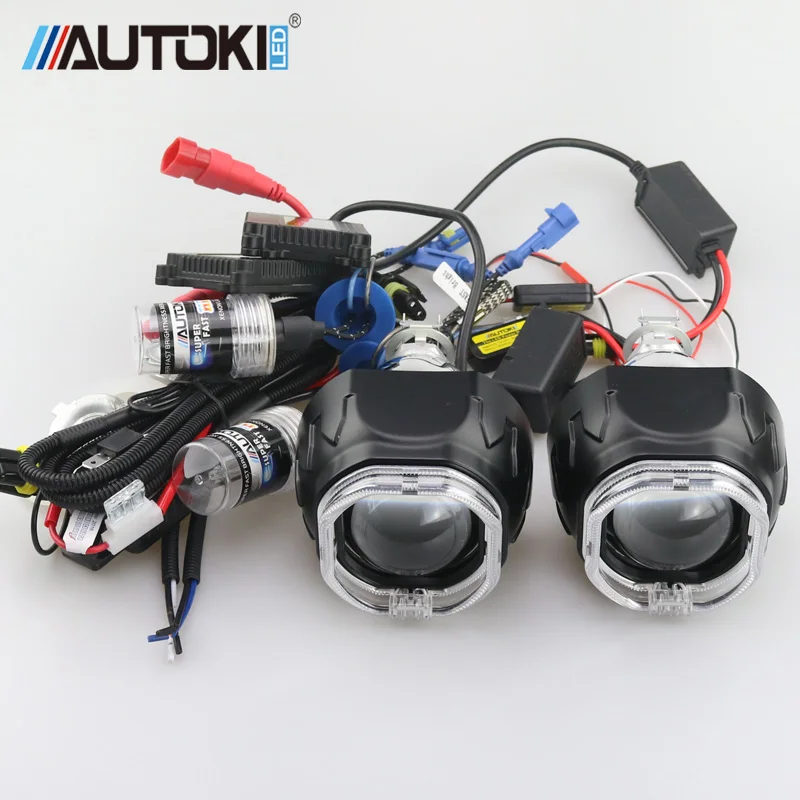 AUTOKI 2 5 дюймовый биксеноновый объектив проектора с квадратным светодиодный