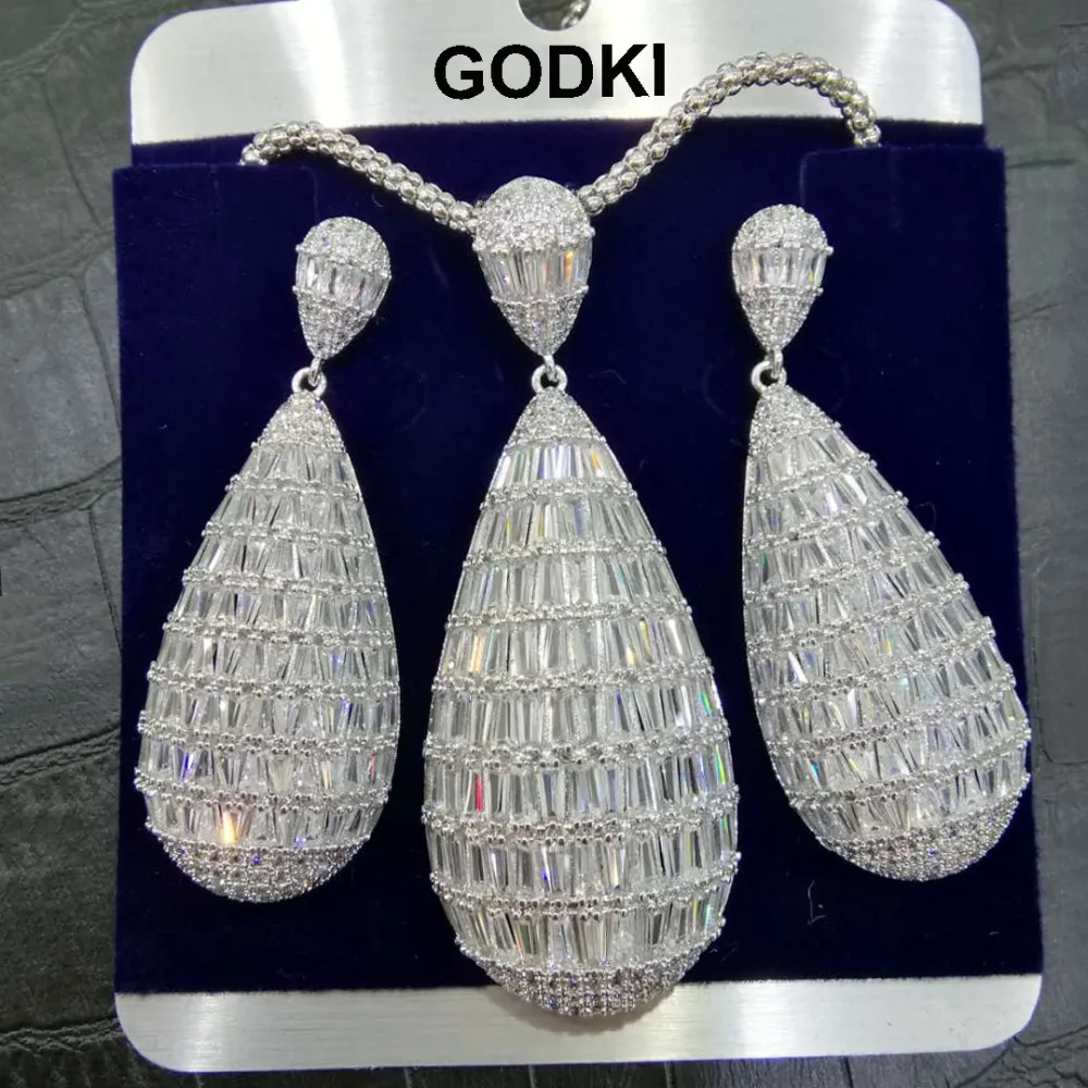 

Роскошное ожерелье и серьги GODKI из Дубая, индийская фотография капли воды для женщин, свадебная бижутерия, Женский комплект 2018