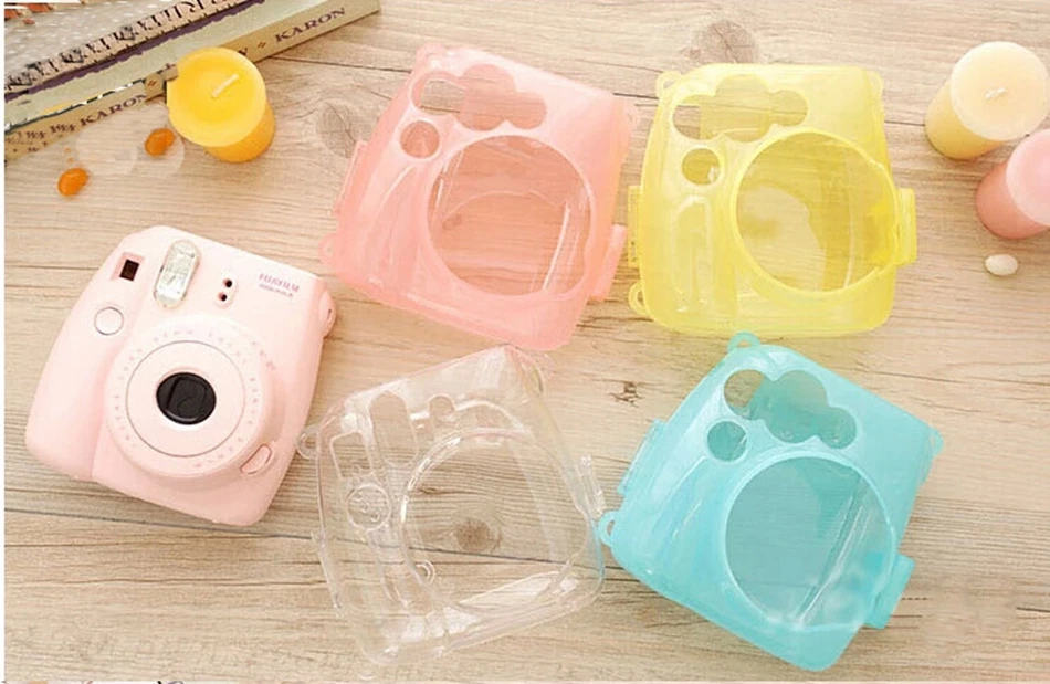 

Bakeey for Fuji for Polaroid Camera Bags Cases Silicone Case Mini Mini8 Special Luminous Protective Shell Pink Blue Color